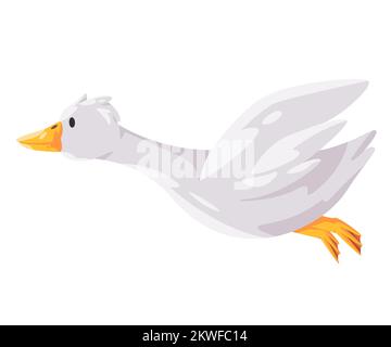 Fliegender weißer Schwan in Cartoon-Vektordarstellung Stock Vektor