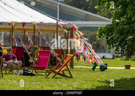 Hay Festival of Literature, Hay on Wye, Powys, Wales, Großbritannien Stockfoto