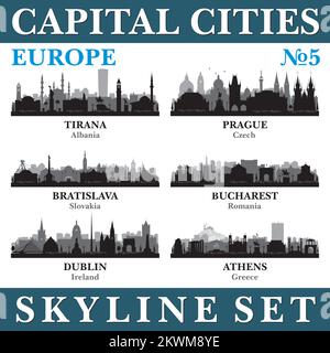 Skyline der Hauptstadt. Europa. Darstellung des Hintergrunds der Vektorsilhouette. Stock Vektor