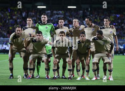 28.08.2012., Stadion Ljudski vrt, Maribor, Slowenien - UEFA Champions League, Play-off, zweite Etappe, NK Maribor - GNK Dinamo. Ivan Kelava, Luis Ibanez, Josip Simunic, Arijan Ademi, Sammir, Tonel, Milan Badelj, Josip Pivaric, Fatos Beqiraj, Domagoj Vida, Duje Cop. Foto: Igor Kralj/PIXSELL Stockfoto