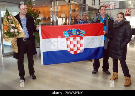 27.01.2013., Kroatien, Flughafen Zagreb, Zagreb - Ankunft des kroatischen Tennisspielers Anne Konjuh, der den Junior Australian Open Photo gewann: Luka Stanzl/PIXSELL Stockfoto