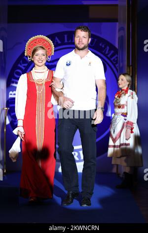 08.02.2013., Zagreb - in der Emerald Hall des Hotels Esplanade fand eine Pressekonferenz statt, in der das KHL Centar ein neues Team präsentiert und ein Sponsoring-Geschäft zwischen Podravka und KHL Medvescak bekannt gegeben wurde. Foto: Davor Puklavec/PIXSELL Stockfoto