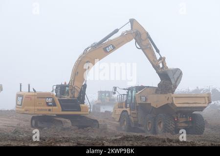 Straßenbau auf der Schnellstraße S6 in Pepowo, Polen © Wojciech Strozyk / Alamy Stock Photo Stockfoto