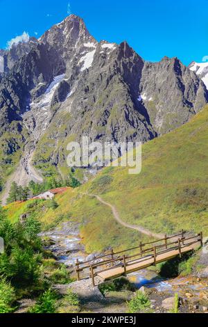 Mont Blanc Massiv idyllische Alpenlandschaft, Chamonix, französische Alpen Stockfoto