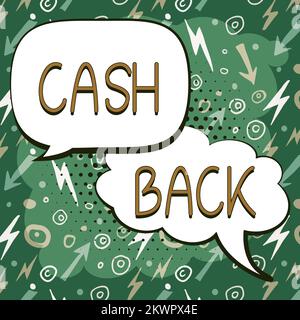 Handgeschriebener Text Cash Back. Der Anreiz für den Geschäftsüberblick bot den Käufern ein bestimmtes Produkt, bei dem sie Bargeld erhielten Stockfoto