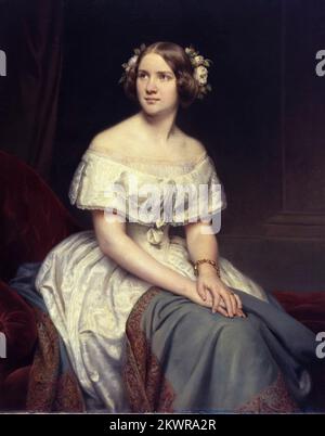 Jenny Lind (1821-1887), schwedische Opernsängerin alias „The Swedish Nightingale“, Porträtmalerei in Öl auf Leinwand von Eduard Magnus, 1846 Stockfoto