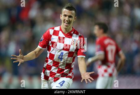 Kroatiens Ivan Perisic feiert sein Ziel Stockfoto