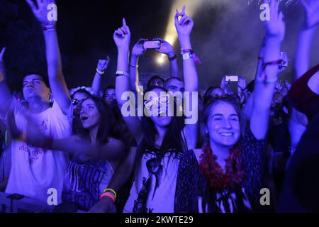 Treulose Auftritte auf der Bühne beim Exit Festival 2015 in der Festung Petrovaradin in der Stadt Novi Sad, Serbien. Stockfoto