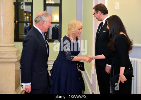 16.03.2016., Belgrad, Serbien - Ihre königliche Hoheit der Prinz von Wales und die Herzogin von Cornwall zum Abendessen zu Ehren von ihnen, organisiert vom serbischen Premierminister Aleksandar Vucic. Stockfoto