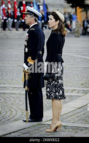 Kronprinzessin Mary, Kronprinz Frederik, königliche Teilnehmer am Tag der Nationalflagge für die dänischen Soldaten im Ausland. Kopenhagen, Dänemark. 5. September 2016. Stockfoto