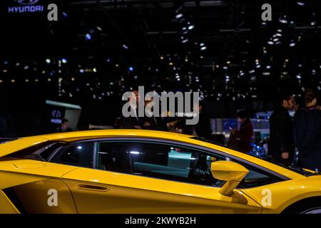 Lamborghini zeigt Aventador S auf der Automesse in Genf, Schweiz, CH, am 7. März 2017. (Foto: Saso Domijan) Stockfoto