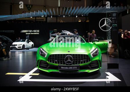 Mercedes AMG GT R auf der Automesse in Genf, Schweiz, CH, am 7. März 2017. (Foto: Saso Domijan) Stockfoto