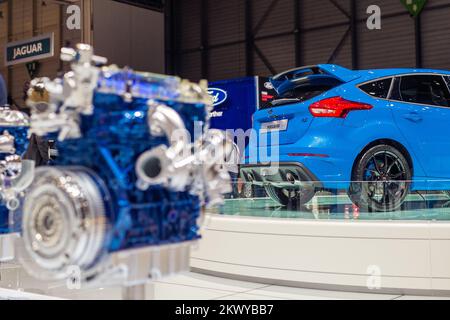 Ford Focus RS und Ford Loks auf der Motor Show in Genf, Schweiz, CH, am 7. März 2017. (Foto: Saso Domijan) Stockfoto