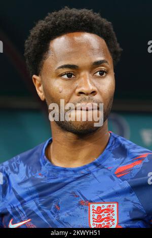 Al-Rayyan, Katar. 29.. November 2022. Raheem Sterling (eng) Fußball : FIFA-Weltmeisterschaft 2022 Gruppenspiel Gruppe B zwischen Wales 0-3 England im Ahmad bin Ali Stadion in Al Rayyan, Katar . Kredit: Mutsu Kawamori/AFLO/Alamy Live News Stockfoto