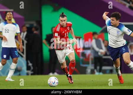 Al-Rayyan, Katar. 29.. November 2022. Gareth Bale (WAL) Fußball : FIFA-Weltmeisterschaft 2022 Gruppe B Spiel zwischen Wales 0-3 England im Ahmad bin Ali Stadion in Al Rayyan, Katar . Kredit: Mutsu Kawamori/AFLO/Alamy Live News Stockfoto