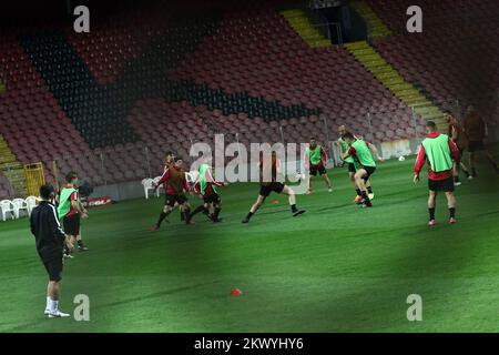 24.03.2017. Bosnien und Herzegowina, Zenica - Fußballmannschaft von Gibraltar, bevor Gibraltar im Rahmen der Qualifikation für die Fußballweltmeisterschaft in Russland im Jahr 2018 mit der Nationalmannschaft von Bosnien und Herzegowina zusammentraf, ist Gibraltar die schlechteste Mannschaft der Welt, laut FIFA-Rangliste sind es 205.. Und ihr bester Torschütze ist ein Polizist. Foto: Armin Durgut/HaloPix/Pixsell Stockfoto