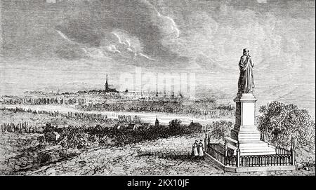 Statue des deutschen Architekten Erwin von Steinbach (1244-1318). Herzogtum Baden, Schwarzwald, Baden-Württemberg, Deutschland. Von Paris nach Bukarest mit Victor Duruy 1860 Stockfoto