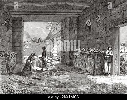 Arbeiter in der Corallitos Silbergießerei im Staat Chihuahua, Mexiko. Reise in den Staat Chihuahua mit Philippe Ronde 1849-1852 Stockfoto