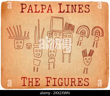 Geoglyphen der Figuren aus Palpa, der Palpa-Linie, Peru Stockfoto