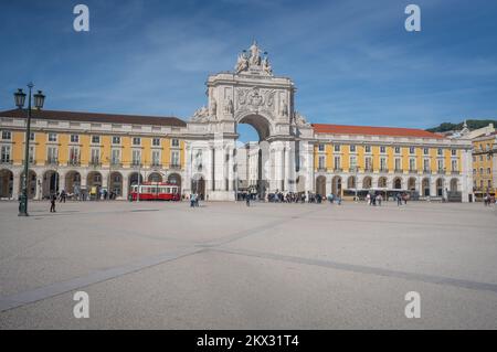 Praca do Comercio Plaza und Rua Augusta Arch - Lissabon, Portugal Stockfoto