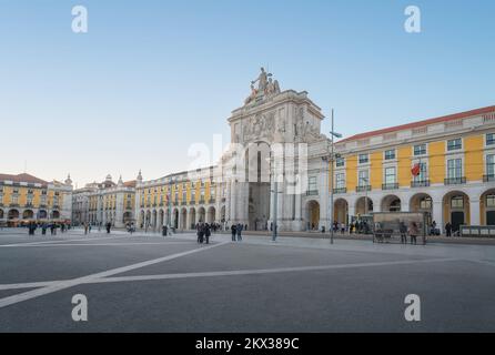 Praca do Comercio Plaza und Rua Augusta Arch - Lissabon, Portugal Stockfoto