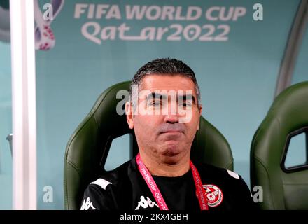 Tunesischer Manager Jalel Kadri vor dem FIFA-Weltmeisterschaftsspiel der Gruppe D im Education City Stadium in Al Rayyan, Katar. Bilddatum: Mittwoch, 30. November 2022. Stockfoto