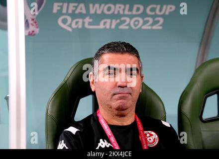 Tunesischer Manager Jalel Kadri vor dem FIFA-Weltmeisterschaftsspiel der Gruppe D im Education City Stadium in Al Rayyan, Katar. Bilddatum: Mittwoch, 30. November 2022. Stockfoto