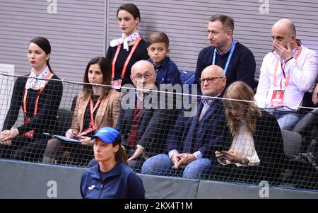 03.02.2018., Gradski vrt, Osijek, Kroatien - Davis Cup von BNP Paribas erste Runde, Kroatien - Kanada, Doubles, Marin Cilic, Ivan Dodig - Daniel Nestor, Vasek Pospisil. Präsident des kroatischen Olympischen Komitees, Zlatko Matesa. Foto: Marko Prpic/PIXSELL Stockfoto