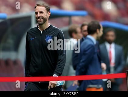 10.07.2018., Moskau, Russland - England Manager Gareth Southgate während des Rundgangs im Luzhniki Stadium. Morgen trifft Kroatien England im Halbfinale der FIFA-Weltmeisterschaft 2018. Foto: Igor Kralj/PIXSELL Stockfoto