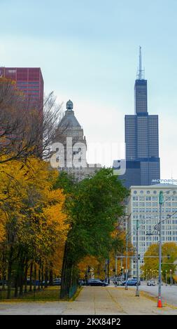 Der Willis Tower in Chicago, Illinois, USA, wurde einst als Sears Tower bezeichnet und ist das dritthöchste Gebäude in der westlichen Hemisphäre Stockfoto