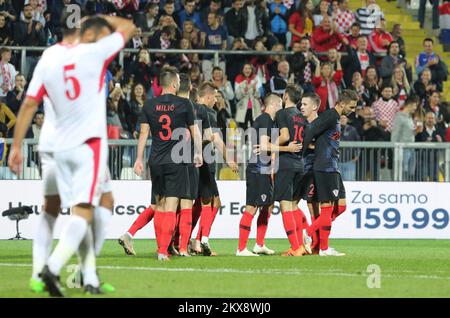 (181015) -- Rijeka, 15. Oktober 2018 -- Freundschaftsspiel zwischen Kroatien und Jordanien im HNK rijeka Stadion in Rijeka, Kroatien, 15. Oktober 2018. Foto: Goran Kovacic/PIXSELL Stockfoto