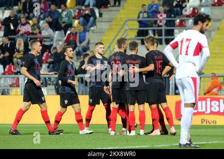 (181015) -- Rijeka, 15. Oktober 2018 -- Freundschaftsspiel zwischen Kroatien und Jordanien im HNK rijeka Stadion in Rijeka, Kroatien, 15. Oktober 2018. Foto: Goran Kovacic/PIXSELL Stockfoto