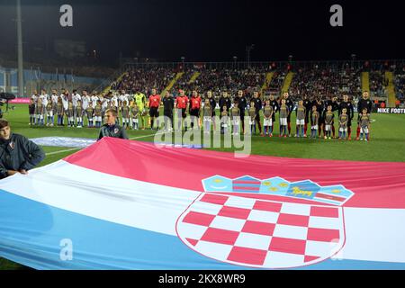 (181015) -- Rijeka, 15. Oktober 2018 -- Freundschaftsspiel zwischen Kroatien und Jordanien im HNK rijeka Stadion in Rijeka, Kroatien, 15. Oktober 2018. Foto: Goran Kovacic/PIXSELL Stockfoto