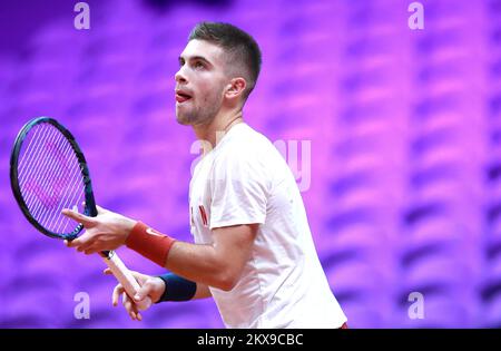 22.11.2018., Stadion Pierre-Mauroy, Lille, Frankreich - Ausbildung des kroatischen Davis-Cup-Teams. Kroatische Tennisspielerin Borna Coric. Foto: Sanjin Strukic/PIXSELL Stockfoto