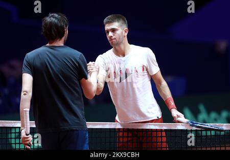 22.11.2018., Stadion Pierre-Mauroy, Lille, Frankreich - Ausbildung des kroatischen Davis-Cup-Teams. Kroatische Tennisspielerin Borna Coric. Foto: Sanjin Strukic/PIXSELL Stockfoto