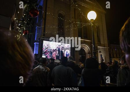 06.01.2019 Uhr, Zagreb, Kroatien - Abendmesse am Weihnachtsabend in der Kathedrale der serbisch-orthodoxen Kirche oder der Kathedrale der Verklärung des Herrn. Foto: Sandra Simunovic/PIXSELL Stockfoto