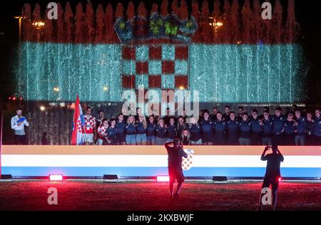 14.06.2019., Zagreb, Kroatien - Eröffnungszeremonie der Rugby Europe Sevenens Championship an den Brunnen in der Hrvatske bratske zajednice Street. Der Wettbewerb fand im Stadion Stjepan Spajic im Juni 15. und 16. statt. Foto: Igor Kralj/PIXSELL Stockfoto