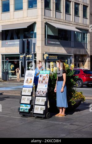 Zeugen Jehovas (Dänisch: "Jehovas Vidner"); Noerreport, Kopenhagen, Dänemark Stockfoto