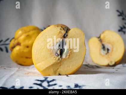 Eine halbe Quittung, die auf abstrakten Motiven steht. Stockfoto