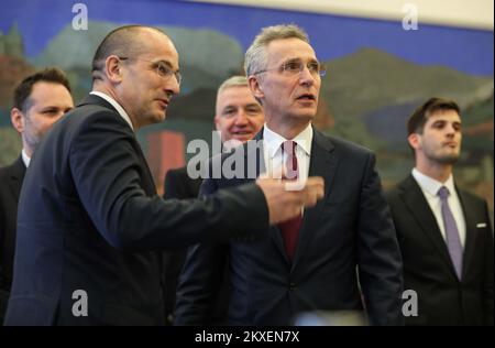 04.03.2020. Zagreb, Kroatien - kroatischer Präsident Zoran Milanovic trifft NATO-Generalsekretär Jens Stoltenberg. Foto: Jurica Galoic/PIXSELL Stockfoto