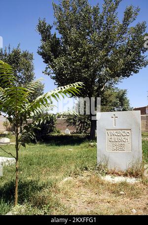 Kabul/Afghanistan: Der britische Friedhof (oder europäischer Friedhof oder christlicher Friedhof) in Kabul. Grab von Vincenzo Gliubich. Stockfoto