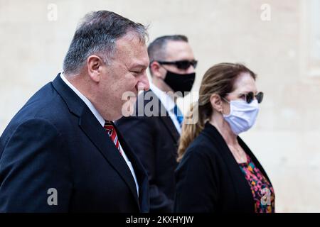 USA Außenminister Mike Pompeo macht am 02. Oktober 2020 einen Spaziergang durch die Altstadt von Dubrovnik, Kroatien. Foto: Milan Sabic/PIXSELL Stockfoto
