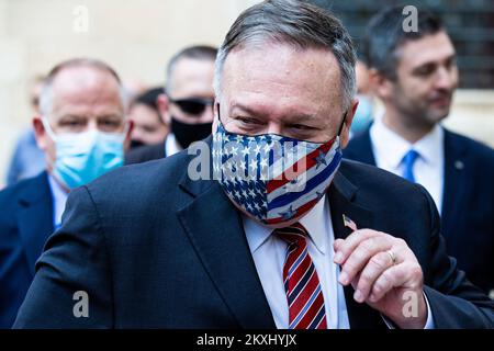USA Außenminister Mike Pompeo macht am 02. Oktober 2020 einen Spaziergang durch die Altstadt von Dubrovnik, Kroatien. Foto: Milan Sabic/PIXSELL Stockfoto
