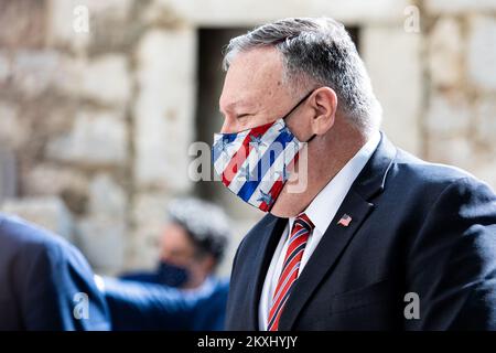 USA Außenminister Mike Pompeo macht am 02. Oktober 2020 einen Spaziergang durch die Altstadt von Dubrovnik, Kroatien. Foto: Milan Sabic/PIXSELL Stockfoto