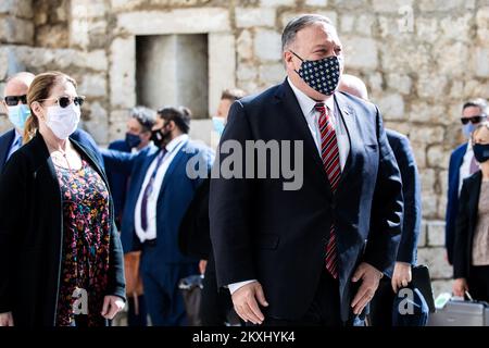 USA Außenminister Mike Pompeo macht am 02. Oktober 2020 einen Spaziergang durch die Altstadt von Dubrovnik, Kroatien. Foto: Milan Sabic/PIXSELL Stockfoto