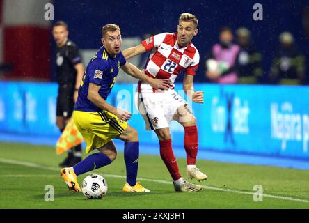 ZAGREB, KROATIEN - OKTOBER 11: Dario Melnjak von Kroatien während des Gruppenspiels der UEFA Nations League zwischen Kroatien und Schweden im Stadion Maksimir am 11. Oktober 2020 in Zagreb, Kroatien. Foto: Marko Prpic/PIXSELL Stockfoto