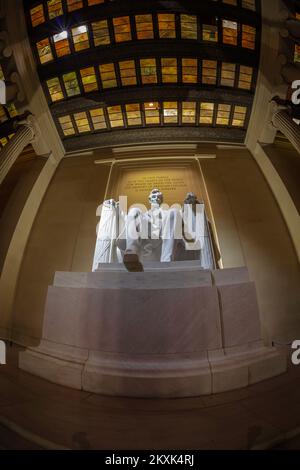 Weitwinkel des Lincoln Memorial Presidential Monument Stockfoto