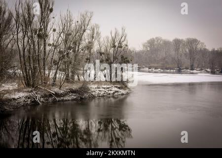 Die Winterlandschaft wird am 21. Januar 2021 im Naturpark Kopacki rit gezeigt. Foto: Dubravka Petric/PIXSELL Stockfoto