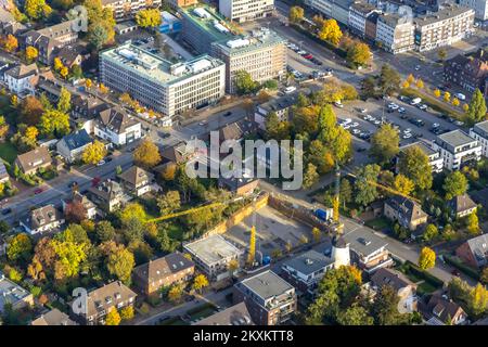 Luftaufnahme, Viertel New Bauknecht mit Baustelle am RAG-Gebäude in der Hans-Böckler-Straße, Gleiwitzer Platz, Baustelle und Neubau Stockfoto