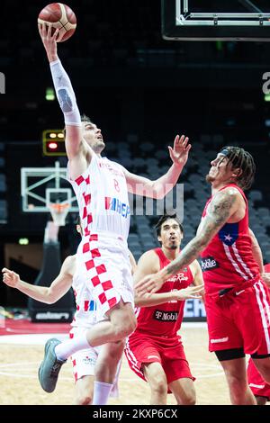 Mario Hezonja von Kroatien während eines Basketballspiels zwischen Kroatien und Puerto Rico in der Spaladium Arena in Split, Kroatien, am 23. Juni 2021. Foto: Milan Sabic/PIXSELL Stockfoto